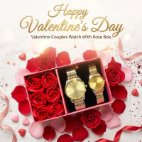 Valentine Couples Watch With Rose Box